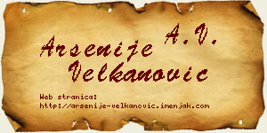 Arsenije Velkanović vizit kartica